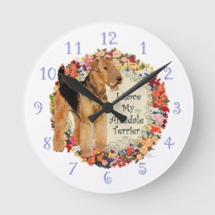 Horloge Ronde J'Aime Mon Airedale