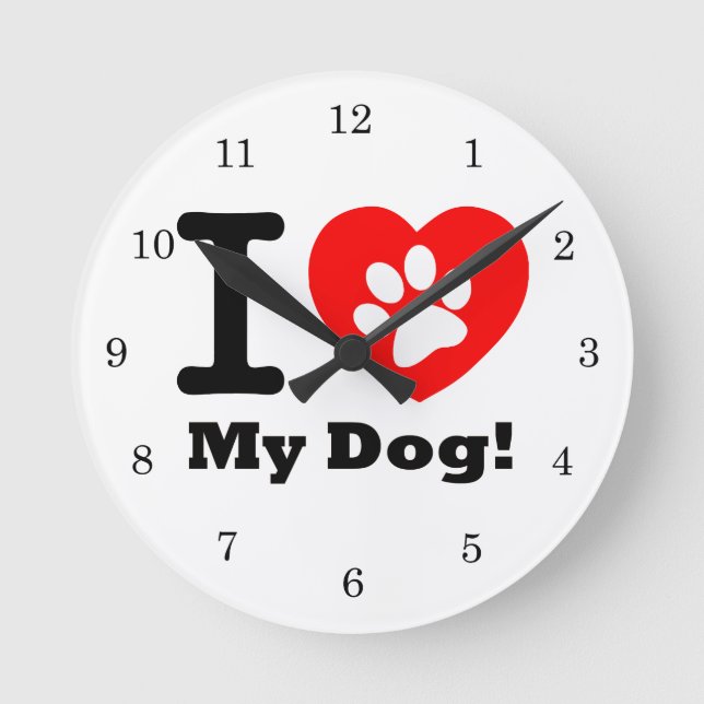 Horloge Ronde J'Aime Mon Chien (Recto)