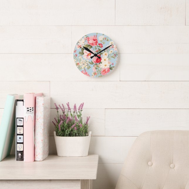 Horloge Ronde Jardin à fleurs de campagne anglais (Salle de lecture)