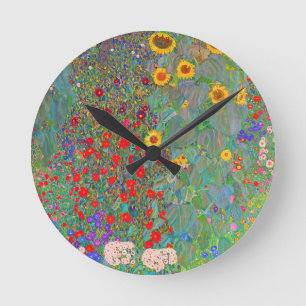 Horloge Ronde Jardin agricole de Gustav Klimt avec tournesols