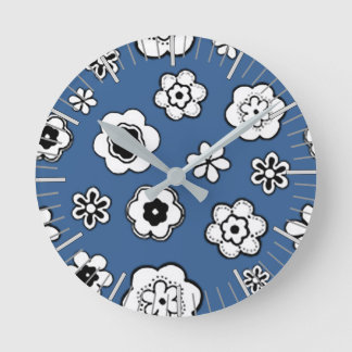 Horloge Ronde Jardin aux fleurs de Cobalt
