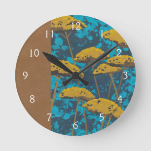 Horloge Ronde Jardin de millefeuille d'or avec l'arrière - plan