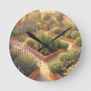 Horloge Ronde Jardin de plantes méditerranéennes ensoleillé Lava