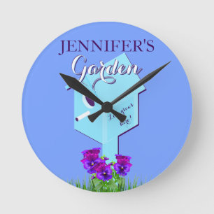 Horloge Ronde Jardin "L'amour pousse ici !" Birdhouse Pour Wall