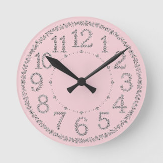 Horloge Ronde Jardin Romantique Nombres Floraux Mur