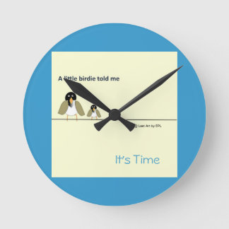 Horloge Ronde Jaune et Bleu Lumineux - Un petit oiseau raconté