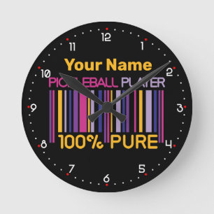 Horloge Ronde 💛 Jaune et 💜 pourpre 100% pickleballer
