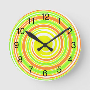Horloge Ronde Jaune, Vert, Orange Abstraite spirale