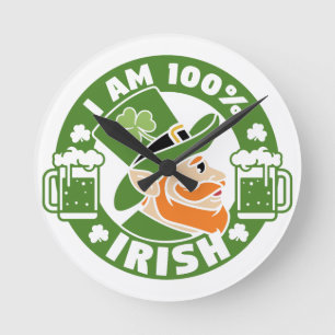 Horloge Ronde Je suis 100% irlandais