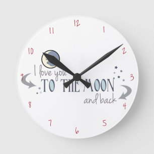 Horloge Ronde Je t'aime jusqu'à la lune et retour