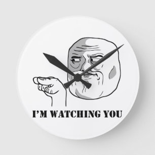 Horloge Ronde Je vous observe - meme