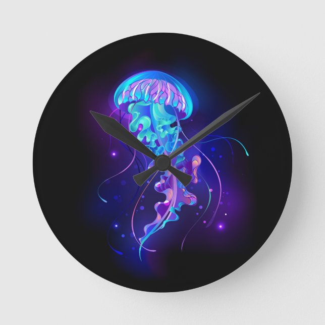 Horloge Ronde Jellyfish éclatante couleur (Recto)