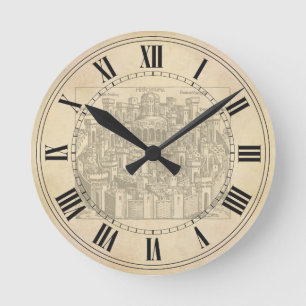 Horloge Ronde Jérusalem, gravure sur bois médiévale