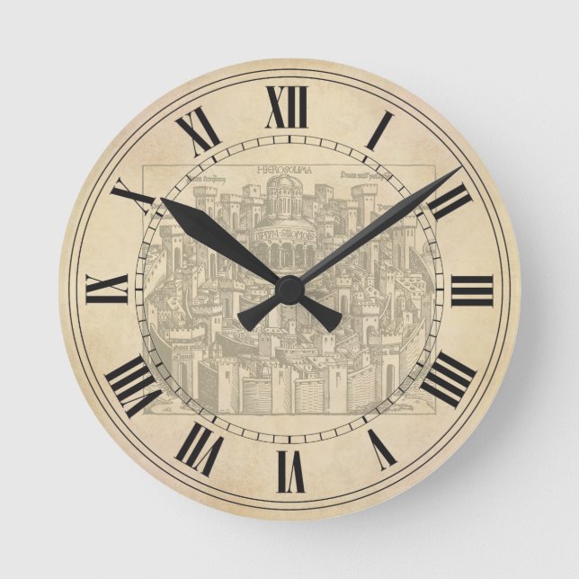 Horloge Ronde Jérusalem, Medieval Woodcut (Recto)