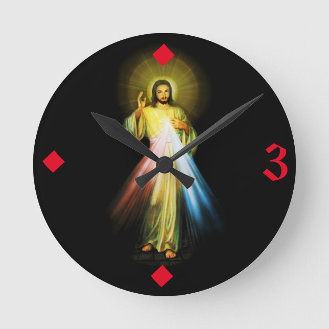 Horloge Ronde Jésus Divine Mercy Hour Clock (Recto)