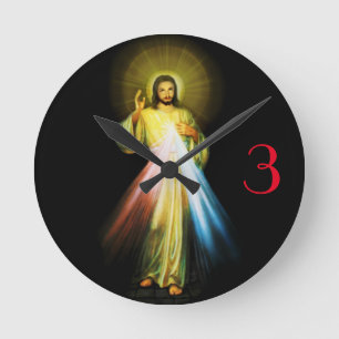 Horloge Ronde Jésus Divine Mercy Hour Clock