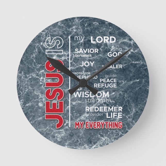 Horloge Ronde Jésus est mon tout Word Cloud (Recto)
