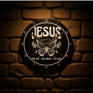 Horloge Ronde Jésus Le Chemin La Vérité La Vie Papillon