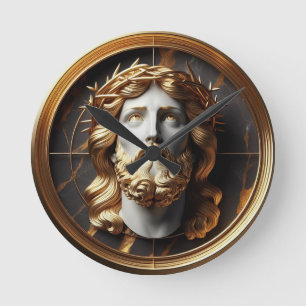 Horloge Ronde Jésus regardant dans les cieux avec Rencontre Divi
