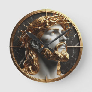 Horloge Ronde Jésus regarde dans les cieux avec des épines