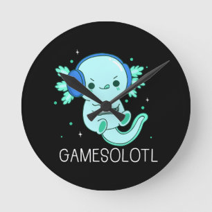 Horloge Ronde Jeux mignons Axolotl Axolotl Joueur