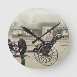 Horloge Ronde "Jinrikisha" devant un temple, c.1880 (main Co