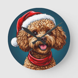 Horloge Ronde Joli chien de Noël