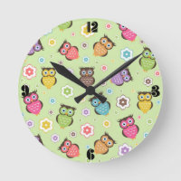 Joli chouettes et fleurs à la mode motif