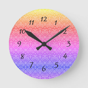 Horloge Ronde Joli Damask Rainbow Motif moderne