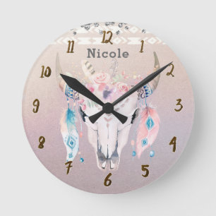 Horloge Ronde Joli Floral Bohème Chic Rustique Iridescent Person