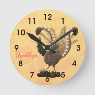 Horloge Ronde Joli joli superbe dessin de lyrebird r