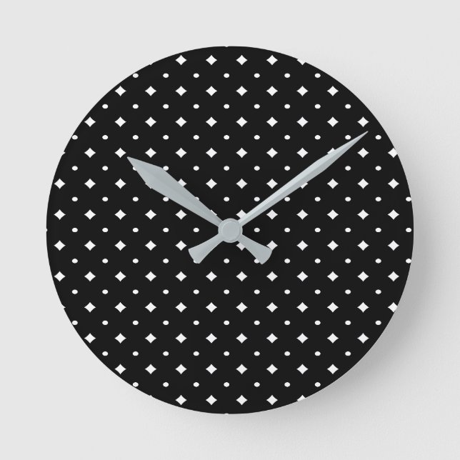 Horloge Ronde Joli motif noir & blanc, simple (Recto)