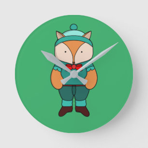 Horloge Ronde Joli renard vert