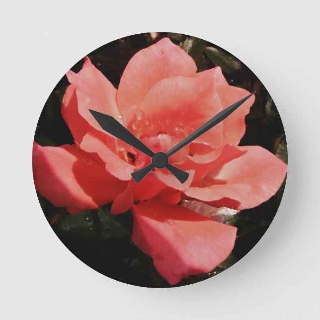 Horloge Ronde Joli rose rose Peach floral (Recto)