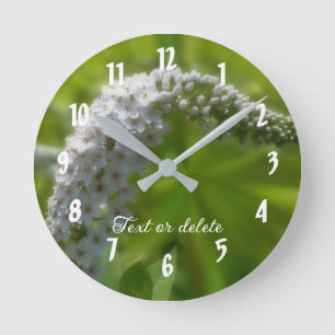 Horloge Ronde Jolie Fleur Sauvage Blanche Personnalisée