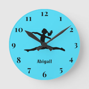 Horloge Ronde Jolie Gymnastique Silhouette Turquoise