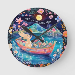 Horloge Ronde Jolie nurserie lapin fantaisiste