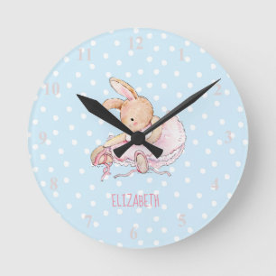 Horloge Ronde Jolies Filles Ballerines Lapins Nommées