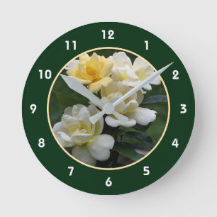 Horloge Ronde Jolies Roses Jaunes Nature