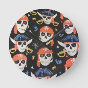 Horloge Ronde Jolly roger Pirate Skuls