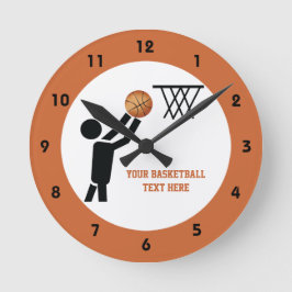 Horloge Ronde Joueur de basket-ball avec balle personnalisée