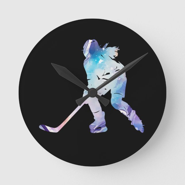 Horloge Ronde Joueur de hockey multilingue (Recto)