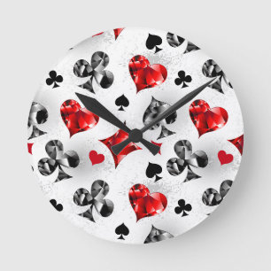 Horloge Ronde Joueur de poker Joueur de cartes de jouer costumes