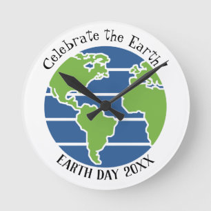 Horloge Ronde Jour des terres Blue Green Globe Carte Planète