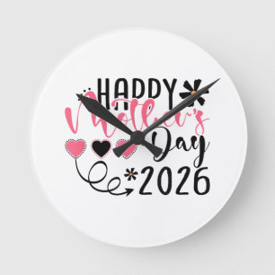 Horloge Ronde Joyeuse Fête des Mères 2026 pour les femmes Maman