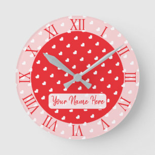 Horloge Ronde Joyeuse Saint-Valentin Moderne Motif d'Amour
