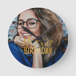 Horloge Ronde Joyeux 60e anniversaire Script photo personnalisée