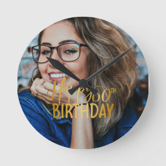 Horloge Ronde Joyeux 60e anniversaire Script photo personnalisée