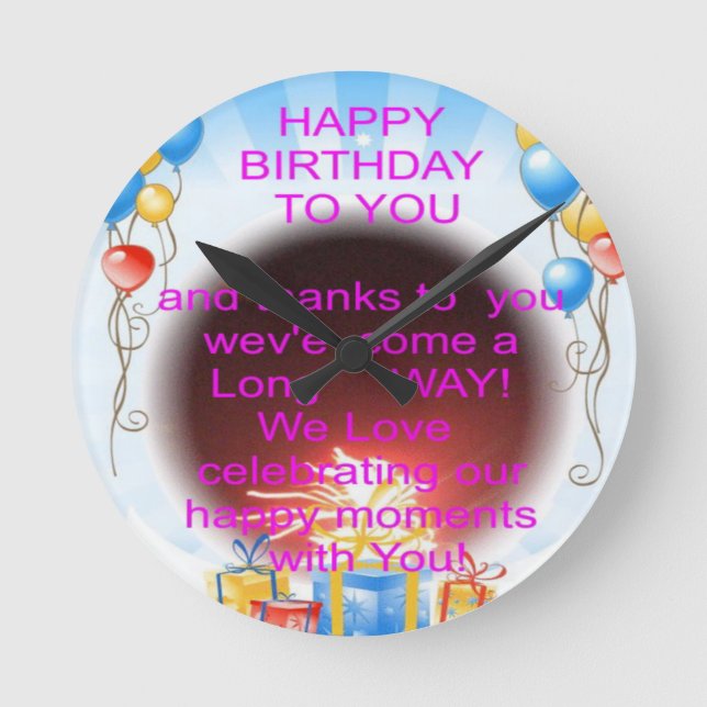 Horloge Ronde Joyeux anniversaire à vous Art Imprimer (Recto)