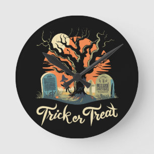 Horloge Ronde Joyeux Halloween de votre cimetière drôle !